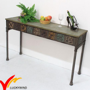 Luckywind Shabby Chic Vintage industrial Metal Console Table